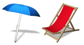 太阳伞和沙滩椅高精PNG图标 